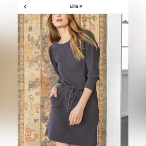LILLA P Gray Long Sleeve Waffle knit Dress NEW Size SMALL